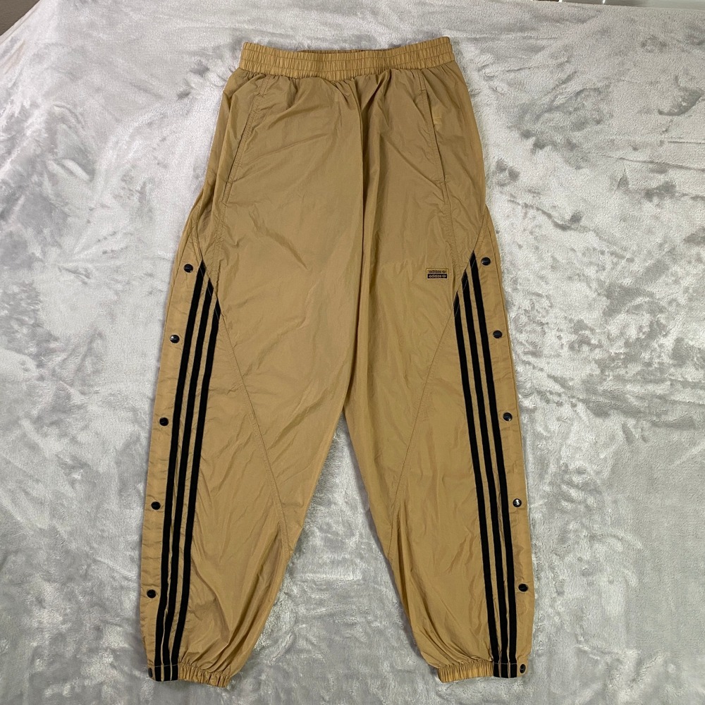Adidas Track Pants Womens Medium Tan Adibreak Snap Button GN4274 3-Stripes